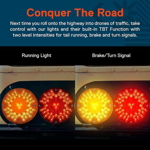 TRUE MODS 2pc 7" Round 47-LED Turn Signal Tail Light For School Bus Transit Vehicles Refuse Hauler [DOT FMVSS-108] [SAE I6] [TBT Function] [9-16V DC] For Trailer Truck - AMBER in Kuwait