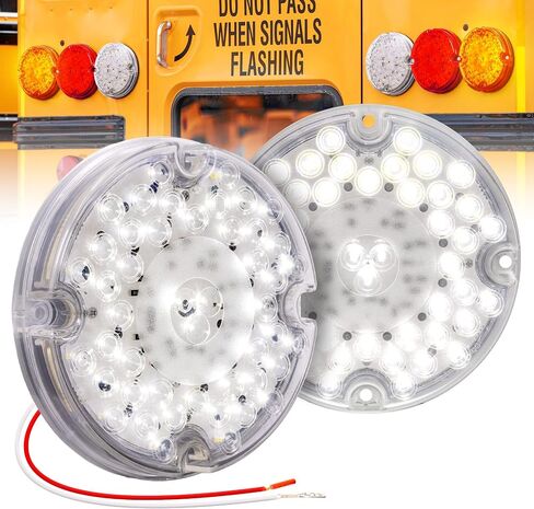 TRUE MODS 2pc 7" Round 47-LED Turn Signal Tail Light For School Bus Transit Vehicles Refuse Hauler [DOT FMVSS-108] [SAE I6] [TBT Function] [9-16V DC] For Trailer Truck - AMBER in Kuwait