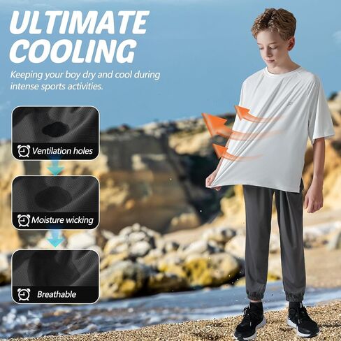 Boys Clothes with Short Sleeve Shirt & Pants with 2 Pocket, Quick-Dry Sets Loose Fit Breathable Cooling Sports Sleep in Saudi Arabia