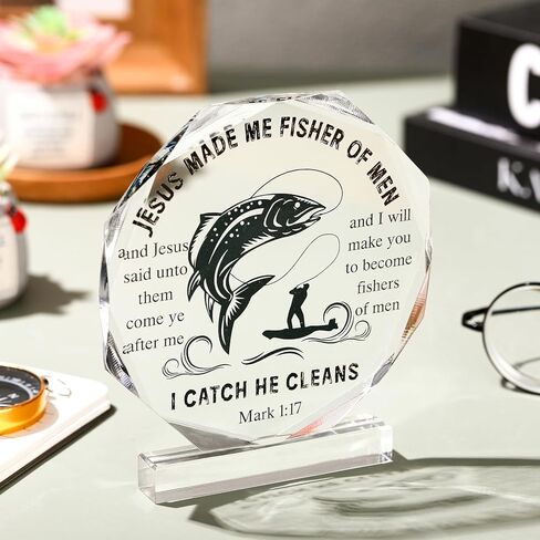 Kigley Acrylic Volleyball Gifts Christmas Christian Appreciation Gifts Volleyball Prayer Gifts Thank You Volleyball Charms Volleyball Stuff Gifts Decor for Men Women Volleyball Lover(Fishing) in Kuwait