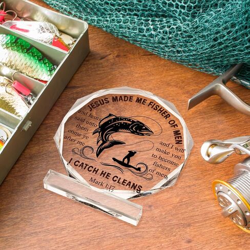 Kigley Acrylic Volleyball Gifts Christmas Christian Appreciation Gifts Volleyball Prayer Gifts Thank You Volleyball Charms Volleyball Stuff Gifts Decor for Men Women Volleyball Lover(Fishing) in Kuwait