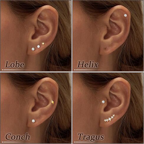 REVOLIA 316L Stainless Steel Cartilage Earrings Set Huggie Hoop Earrings Pearl Flat Back Earrings for Women Cartilage Helix Earrings with Chain Dangle Conch Tragus Piercing Jewelry Set in Saudi Arabia