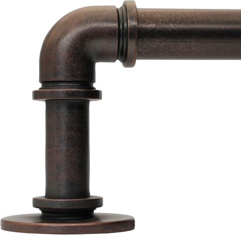 Industrial Curtain Rods for Windows 18 to 88 Inches Adjustable Length, 1 Inch Diameter, with Aluminium Finials,Antique Red Bronze in Saudi Arabia