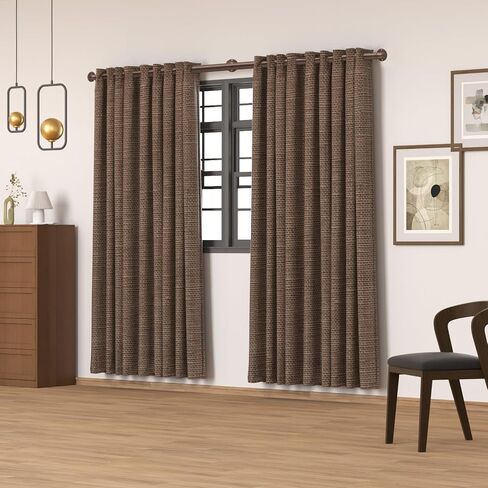 Industrial Curtain Rods for Windows 18 to 88 Inches Adjustable Length, 1 Inch Diameter, with Aluminium Finials,Antique Red Bronze in Saudi Arabia