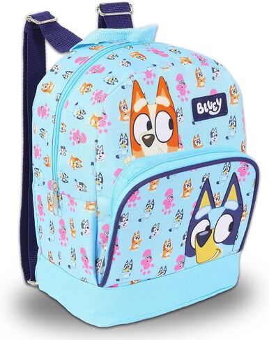 حزمة حقيبة ظهر صغيرة من Bluey - حقيبة ظهر من القماش باللون الأزرق مقاس 10 بوصات مع جيب أمامي وزجاجة مياه | مجموعة محفظة حقيبة ظهر من Bluey and Bingo للأطفال in Saudi Arabia
