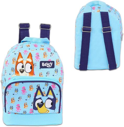حزمة حقيبة ظهر صغيرة من Bluey - حقيبة ظهر من القماش باللون الأزرق مقاس 10 بوصات مع جيب أمامي وزجاجة مياه | مجموعة محفظة حقيبة ظهر من Bluey and Bingo للأطفال in Saudi Arabia