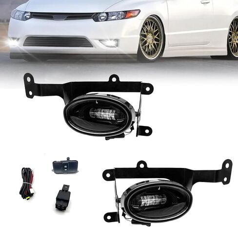مصابيح الضباب متوافقة مع 2DR Honda Civic Coupe 2006-2008 زوج مصابيح الضباب للقيادة مع لمبة هالوجين H11 12V 55W (عدسة شفافة) in Kuwait