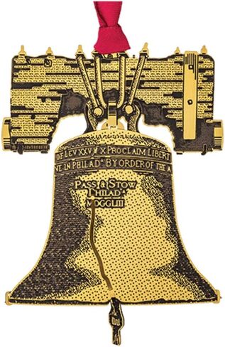 Liberty Bell Hanging Tree Ornament – 100% Brass Christmas Decorations for Year-Round Display, 3 Oz. Shatterproof Christmas Ornaments, Made in USA in Saudi Arabia