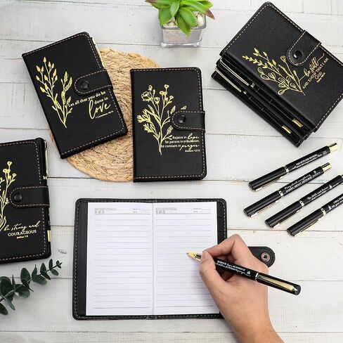 Spakon 40 Pcs Christian Gifts Bulk Include Bible Verse Leather Notebook Pens Prayer Journal Church Gifts Religious Party Favors Scripture Notepad for Women Men Sunday (Flower) in Saudi Arabia