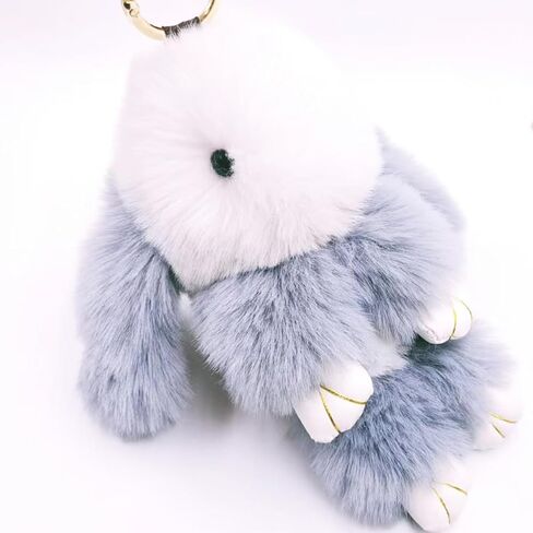 jtkdxqs Soft Cute Bunny Keychain Artificial Rainbow Rabbit Fur Plush Fluffy Pom pom Key Ring for Women in Saudi Arabia