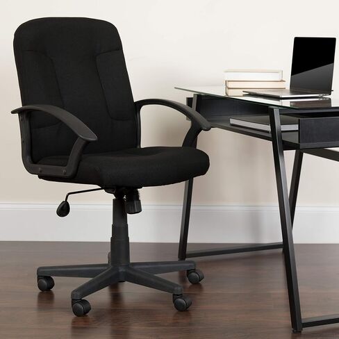 Flash Furniture Garver Mid-Back Black Fabric Executive Swivel Office Chair with Nylon Arms in Saudi Arabia