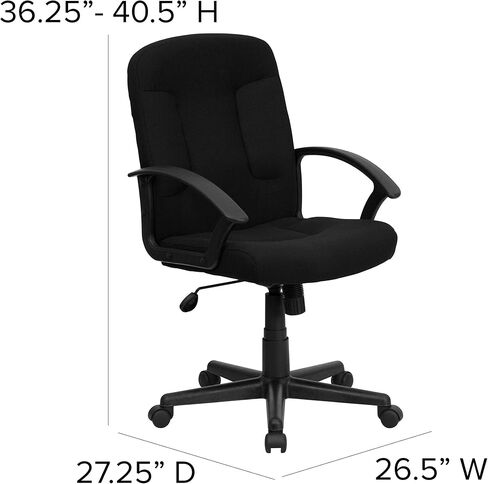 Flash Furniture Garver Mid-Back Black Fabric Executive Swivel Office Chair with Nylon Arms in Saudi Arabia