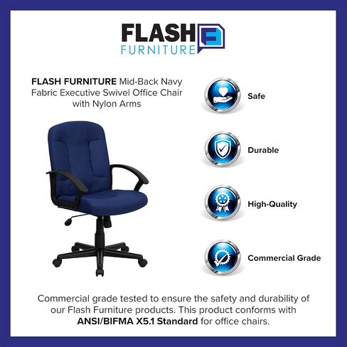 Flash Furniture Garver Mid-Back Black Fabric Executive Swivel Office Chair with Nylon Arms in Saudi Arabia