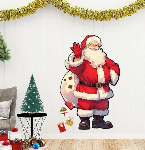 SietDESEO 50 x 32 Inch Cardboard Santa Claus Cutout Paper Santa Claus Bulletin Board Decorations Christmas Wall Decoration for Classroom Home Window Chalkboard Large Santa Claus in Kuwait