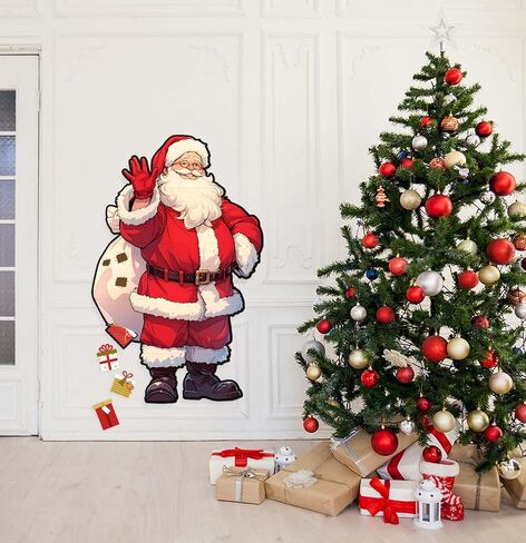 SietDESEO 50 x 32 Inch Cardboard Santa Claus Cutout Paper Santa Claus Bulletin Board Decorations Christmas Wall Decoration for Classroom Home Window Chalkboard Large Santa Claus in Kuwait
