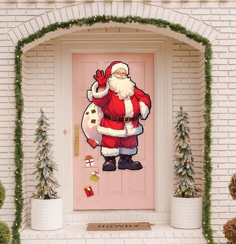 SietDESEO 50 x 32 Inch Cardboard Santa Claus Cutout Paper Santa Claus Bulletin Board Decorations Christmas Wall Decoration for Classroom Home Window Chalkboard Large Santa Claus in Kuwait