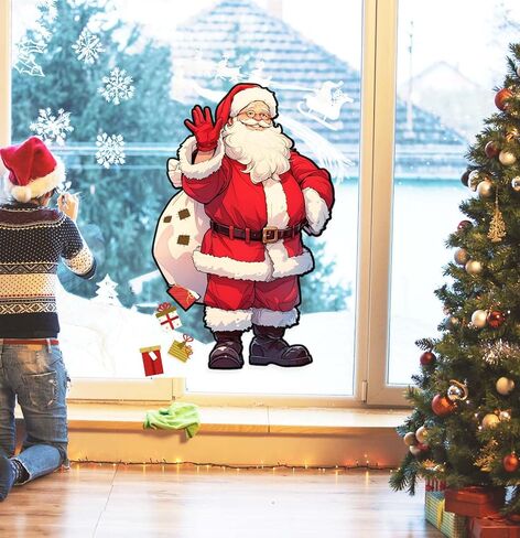 SietDESEO 50 x 32 Inch Cardboard Santa Claus Cutout Paper Santa Claus Bulletin Board Decorations Christmas Wall Decoration for Classroom Home Window Chalkboard Large Santa Claus in Kuwait
