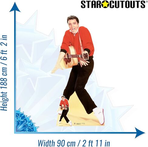 STAR CUTOUTS Ltd SC577 Elvis Presley Lifesize Cardboard Cut Out Red Jacket and Guitar - Elvis Presley Gift - Elvis Presley Party Decoration - Official Music Memorabilia for Fans in Saudi Arabia