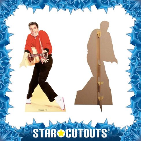 STAR CUTOUTS Ltd SC577 Elvis Presley Lifesize Cardboard Cut Out Red Jacket and Guitar - Elvis Presley Gift - Elvis Presley Party Decoration - Official Music Memorabilia for Fans in Saudi Arabia