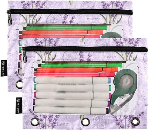 Fustylead Lovely Daisy Flower on Mint Green Pencil Pouch for 3 Ring Binders, Zipper Pencil Bags with Clear Window Organizer for Class Office 2 Pack in Kuwait