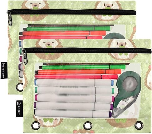 Fustylead Lovely Daisy Flower on Mint Green Pencil Pouch for 3 Ring Binders, Zipper Pencil Bags with Clear Window Organizer for Class Office 2 Pack in Kuwait
