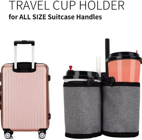 Luggage Cup Holder for Suitcases Free Hands, Portable Drink Carrier Luggage Accessories for Flight Attendants, Travel Cup Holder Business Travelers, Tourists-Black Travelers Accessories (Black) in Saudi Arabia