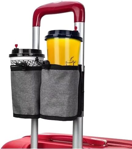Luggage Cup Holder for Suitcases Free Hands, Portable Drink Carrier Luggage Accessories for Flight Attendants, Travel Cup Holder Business Travelers, Tourists-Black Travelers Accessories (Black) in Saudi Arabia