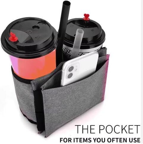Luggage Cup Holder for Suitcases Free Hands, Portable Drink Carrier Luggage Accessories for Flight Attendants, Travel Cup Holder Business Travelers, Tourists-Black Travelers Accessories (Black) in Saudi Arabia