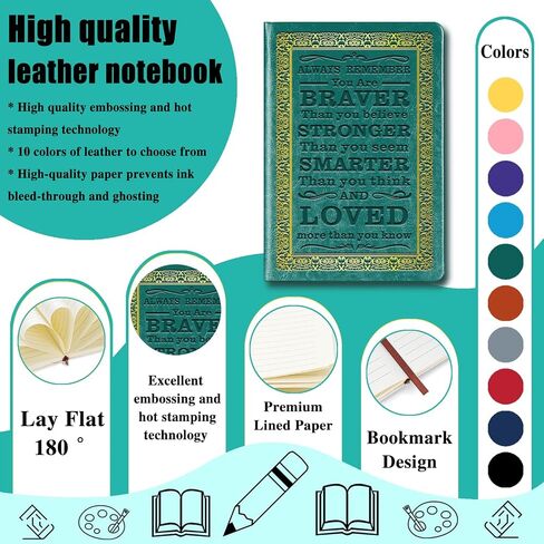 Pink A5 Lined Leather Journal Notebook,Inspirational Leather Journal Notebook for Men Women,200 Pages 100 Gsm Thick Ruled Paper Daily Diary for School,Travel,Business,Work (Pink) in Kuwait