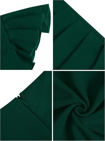 Missufe Women's Ruffle Sleeve Sweetheart Ruched Wrap Bodycon Party Cocktail Midi Dress in Kuwait