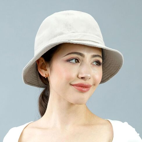 The Hat Depot Bucket Sun Hat 100% Cotton Long Brim and Deeper & Round Top Tennis Packable Summer Fashion Outdoor Hat in Kuwait