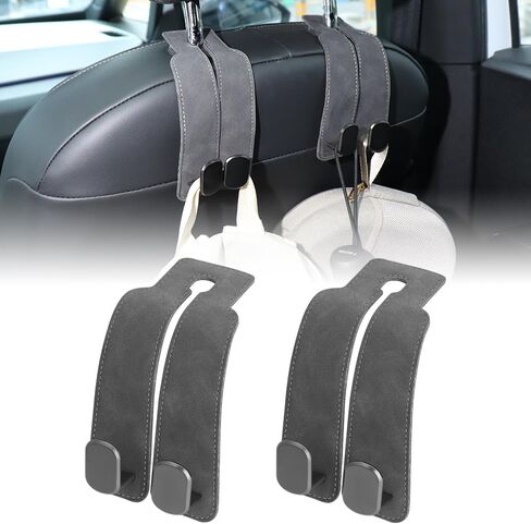 WALLFID 2 Pack Leather Car Seat Organizer Hooks - Universal Premium Car Accessories with Enhanced Grip for Purses, Bags, Coats, and More - Stylish & Practical Car Organizer (Black) in Kuwait
