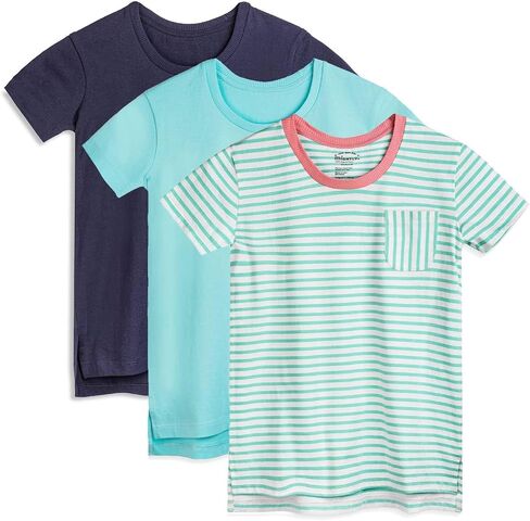 Mightly Girls' Scooped Neck Short Sleeve T Shirts | 100% Organic Cotton, Colorful Casual Stylish Clothes in Kuwait