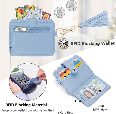 Wallet Keychain Wristlet for Women RFID Card Holder Keychain Key Chain Wallet Key Ring with Wrist Wallet for Women in Saudi Arabia