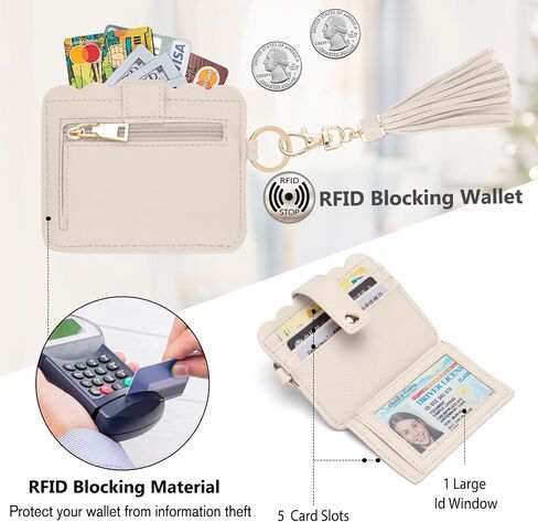 Wallet Keychain Wristlet for Women RFID Card Holder Keychain Key Chain Wallet Key Ring with Wrist Wallet for Women in Saudi Arabia
