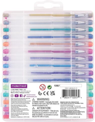 Three Cheers for Girls by Make It Real - 30 Piece Gel Pen Set - Colored Gel Pens with Metallic, Pastel, Neon, Rainbow & Glitter - Cute Pens for Drawing, Coloring or Journaling - Includes 100+ Stickers in Kuwait