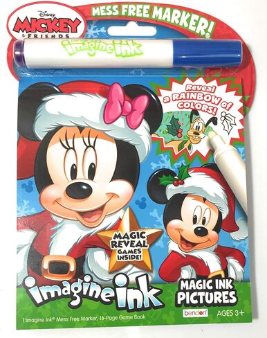 Bendon Disney Mickey & Friends Christmas Imagine Ink Mess Free Magic Reveal Acitivy Book (16-Page Game Book Reveals a Rainbow of Colors) in Saudi Arabia