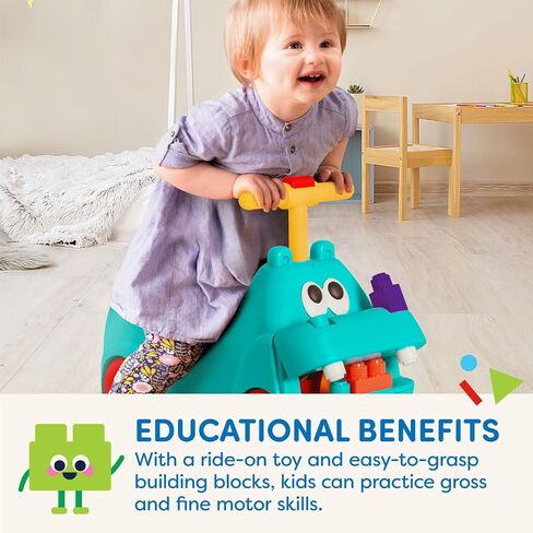 Battat – STEM Scooter – 26 Building Bricks – Lights & Sounds – Storage Seat – 12 Months + – Hippo Ride-On With Large Locblocs in Saudi Arabia