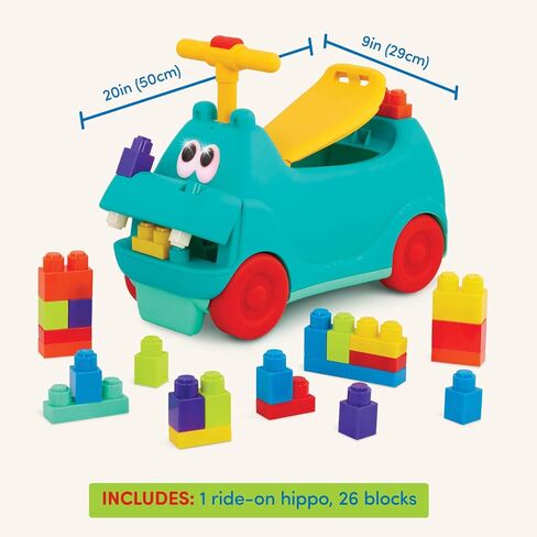 Battat – STEM Scooter – 26 Building Bricks – Lights & Sounds – Storage Seat – 12 Months + – Hippo Ride-On With Large Locblocs in Saudi Arabia