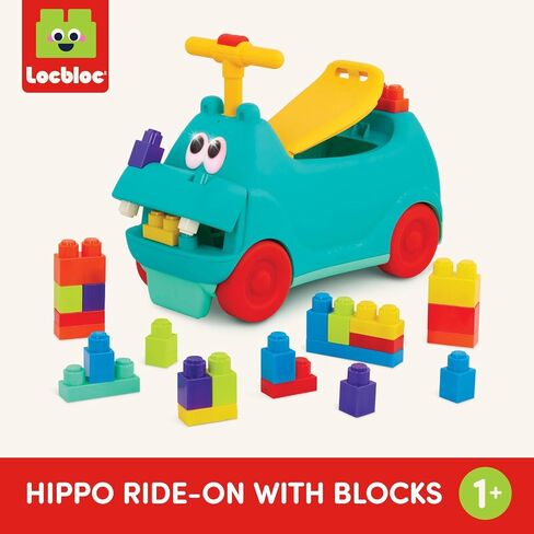 Battat – STEM Scooter – 26 Building Bricks – Lights & Sounds – Storage Seat – 12 Months + – Hippo Ride-On With Large Locblocs in Saudi Arabia