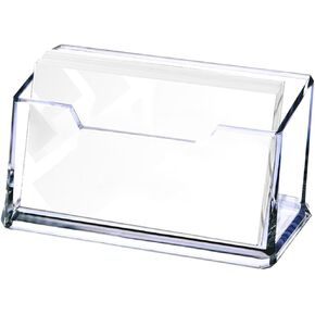 Professional 1 Slot Acrylic Business Card Holders for Desk Transparent Desktop Business Card Display Stand Organizer Horizontal Desk Accessory (1 PCS)