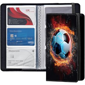240 Card Business Card Holder Wallet,Credit Card Portable Holder Business Card Organizer Capacity for Men & Women Perfect for Office and On-the-Go,Fire Soccer