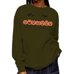 PQZ هالوين البلوز للنساء الكلب هالوين قميص طويل الأكمام هالوين Crewneck سترة مخيف هالوين تي شيرت