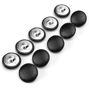 10PCS Faux Leather Covered Buttons, 0.98" Large Round Botones Para Tapicería for Upholstery Tufting Knitting DIY Handcraft, Fabric Coat Blazer Jacket, Furniture, Shoe Decoration, Couch Cushions(Black)