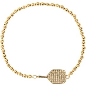 Pickleball Beaded Stretch Rhinestone Bracelet