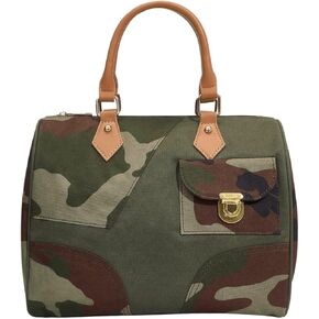 MakeMeChic Women's Camouflage Canvas Handle Satchel Handbags Vacation Work Outdoors Trendy Zip Tote Purses