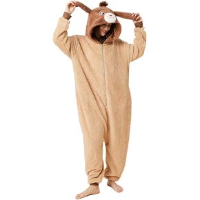 Unisex Adult Onesie Cartoon Goat Pajamas Animal Cosplay One Piece Comfy Sleepwear Homewear Halloween Costume