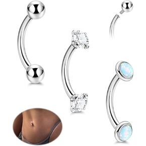 G23 14G Titanium Small Belly Button Rings for Women Internally Threaded Belly Rings Hypoallergenic CZ Opal Navel Rings Tiny Eyebrow Lip Labert Rook Belly Piercing Jewelry 6-16MM