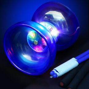 مجموعة ألعاب ديابولو LED القابلة لإعادة الشحن - خفيفة الوزن ومتينة مع تأثيرات ضوئية نابضة بالحياة - مثالية للمبتدئين والمؤدين - مجموعة كاملة مع العصي والخيوط الاحتياطية (أحمر)