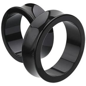 Pair 1-1/2" (38MM) BLACK ACRYLIC TUNNELS Double Flare Gauges Solid Saddle Thin Ear Flesh Plugs (2pcs)